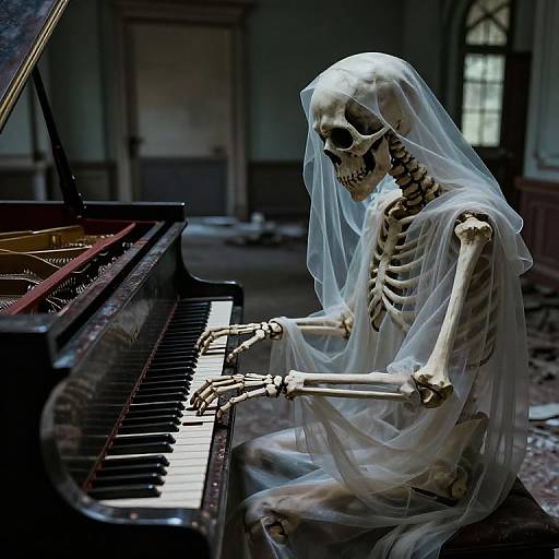 Ethereal Skeleton at Haunted Piano