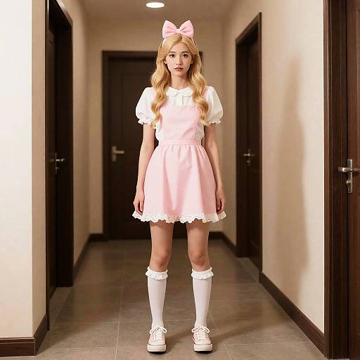 Humorous Disney Costume in Hallway