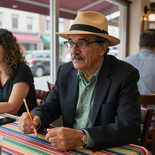 Dining Scene with a Middle-Aged Man