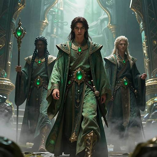 Emerald-Robed Mythical Green Characters