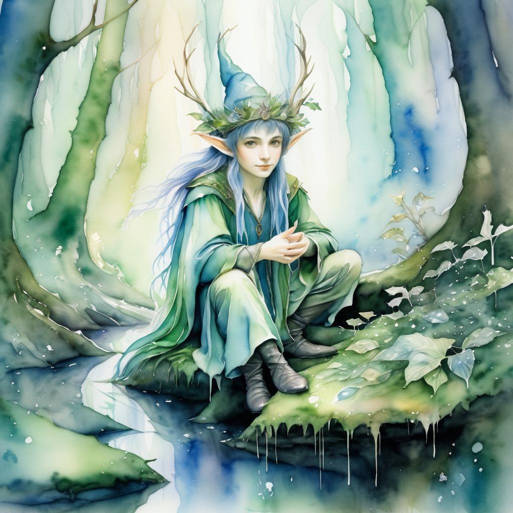 Enchanting Elf in Pastel Forest