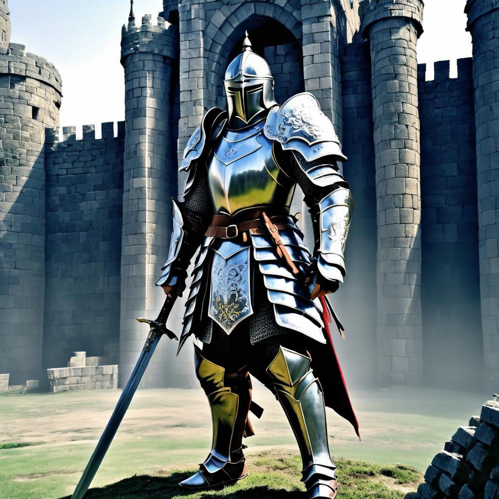 Courageous Knight in Castle Ruins