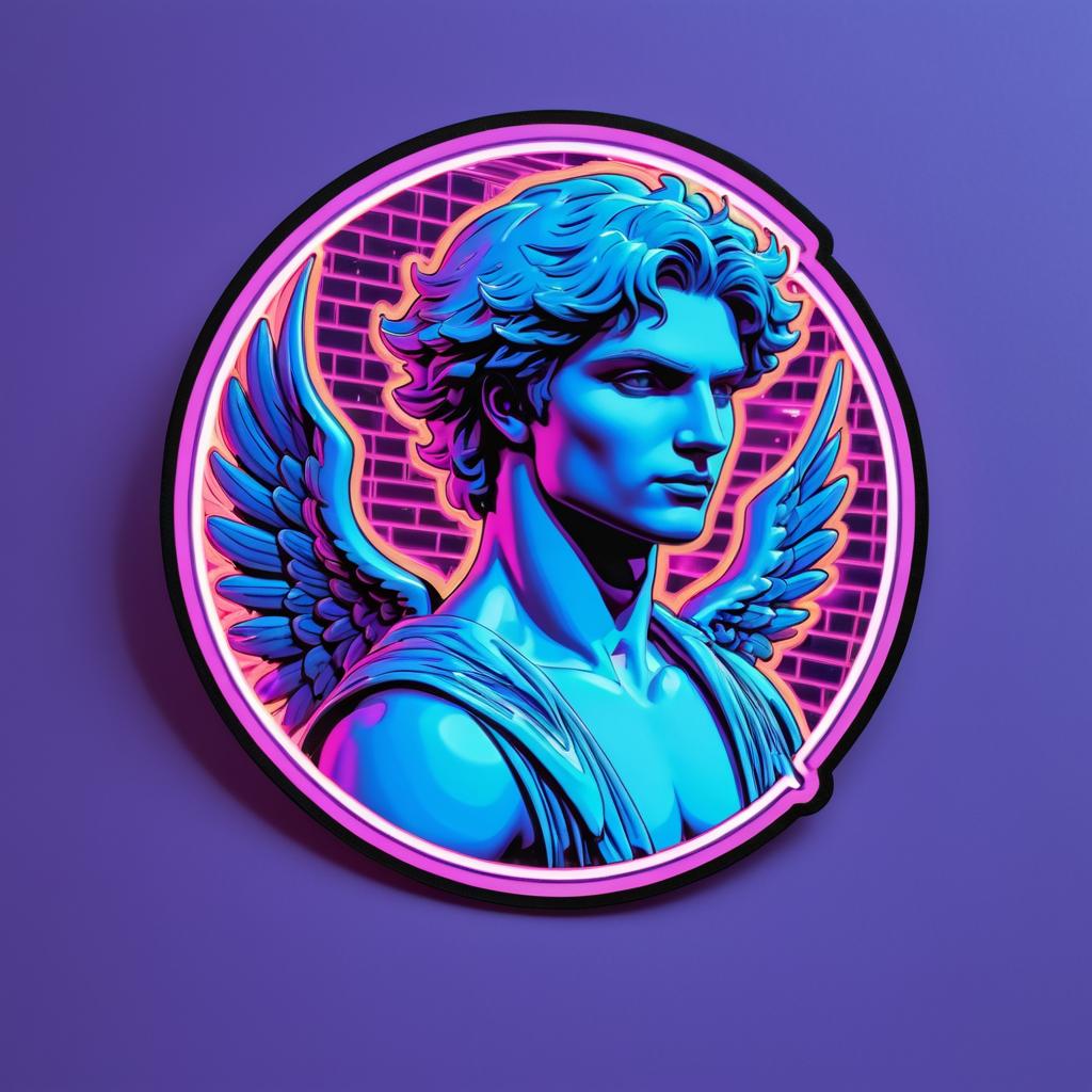 Vaporwave Angel Sticker Design Concept