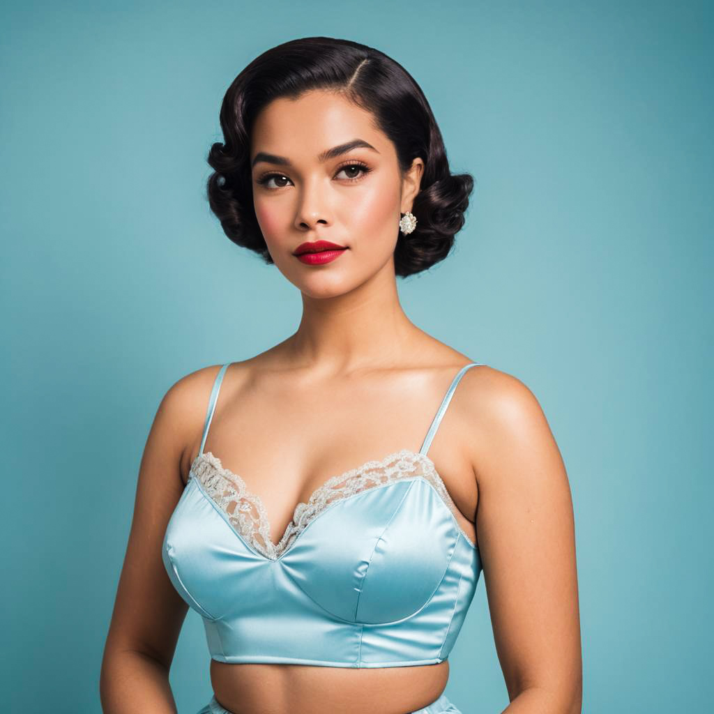 Vintage Glam: Confident Woman in Lingerie