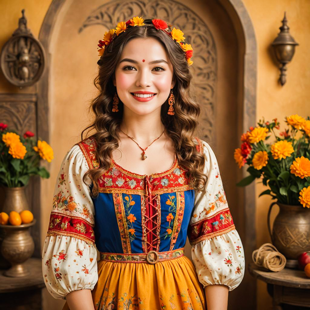 Cheerful Peasant Girl in Renaissance Style