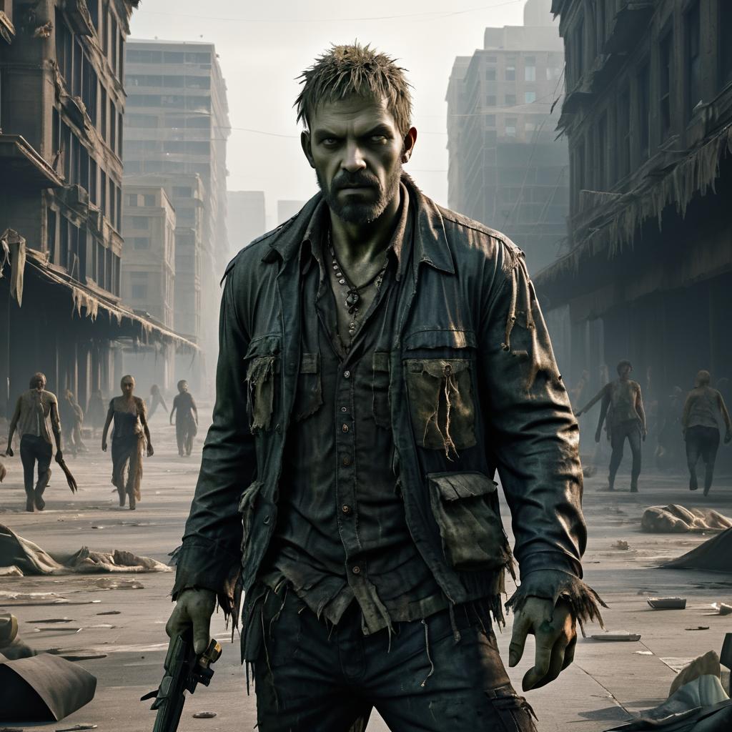 Cinematic Zombie in Post-Apocalyptic City