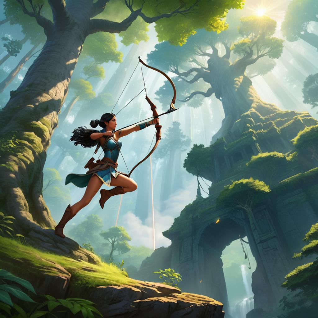 Epic Female Archer in Ancient Forest