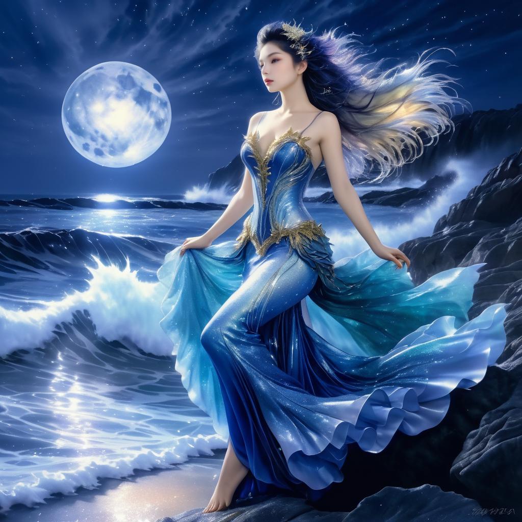 Enchanting Siren on Rocky Shoreline