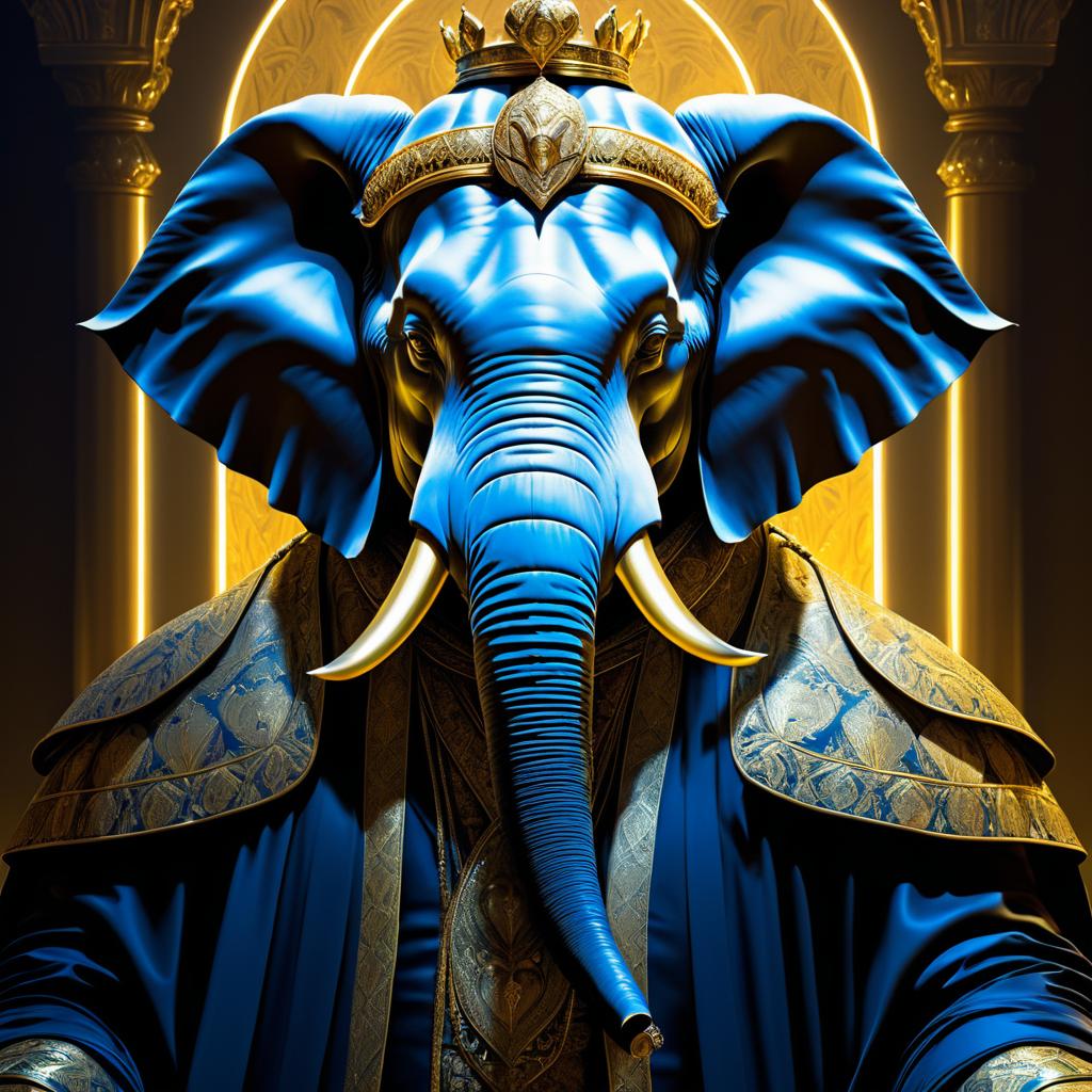 Regal Elephant King Portrait in Dramatic Light