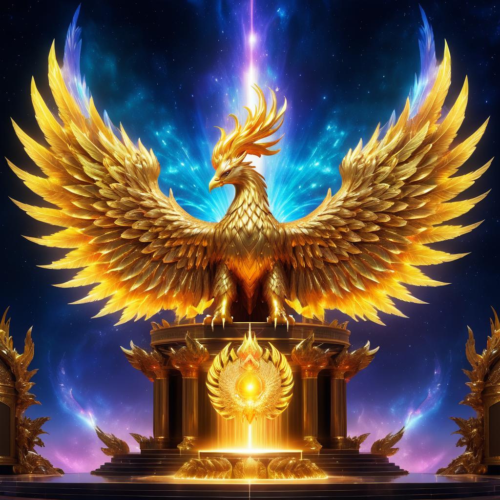 Majestic Celestial Phoenix on Throne