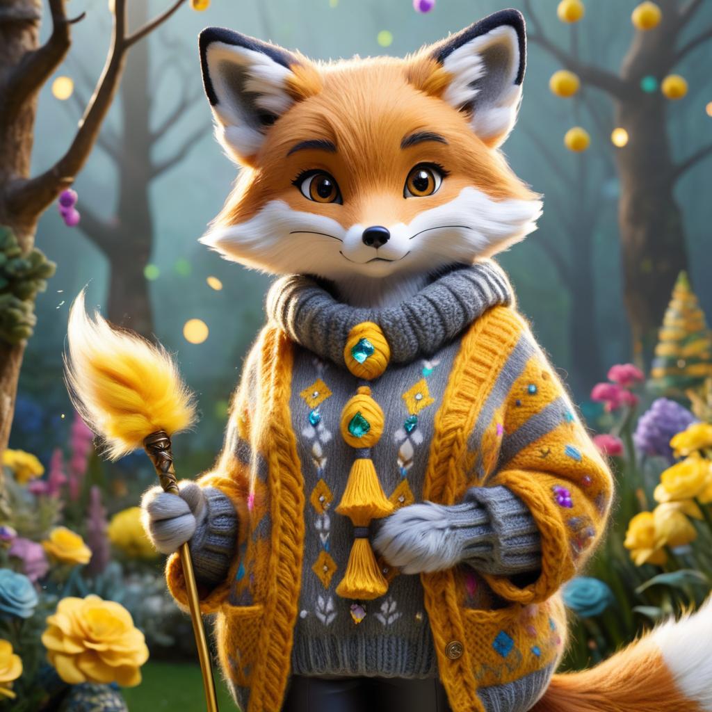 Anthropomorphic Fox Hermione in a Garden