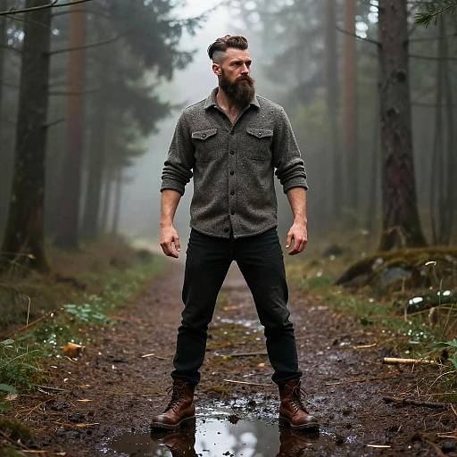 Rugged Northern European Man in Forest