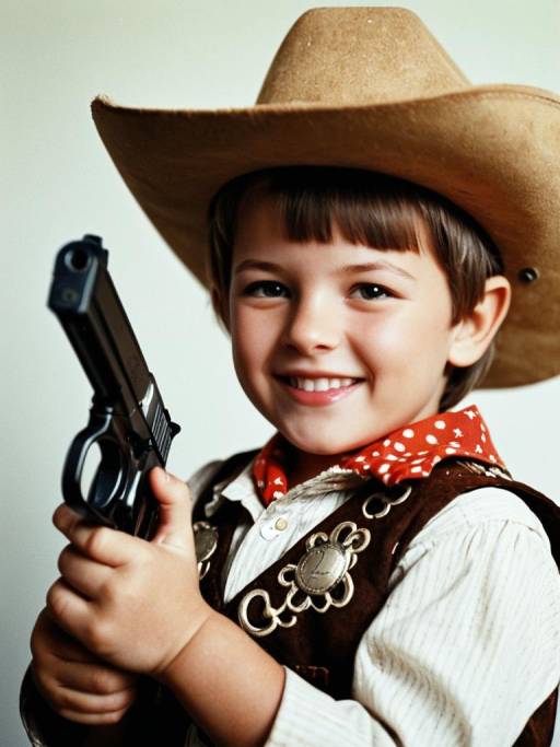 Child in Cowboy Costume with Toy Pistol