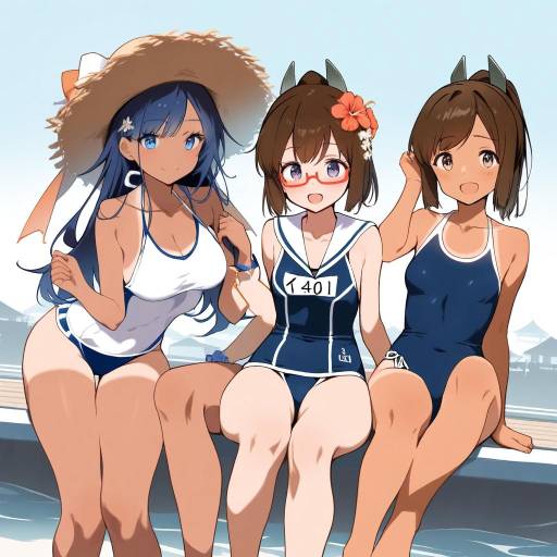 Summer Swimsuit Girls in Colorful Styles