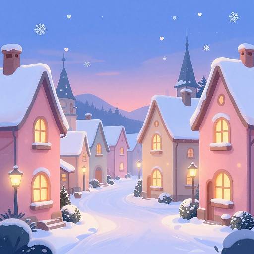 Charming Snowy Fantasy Village Street