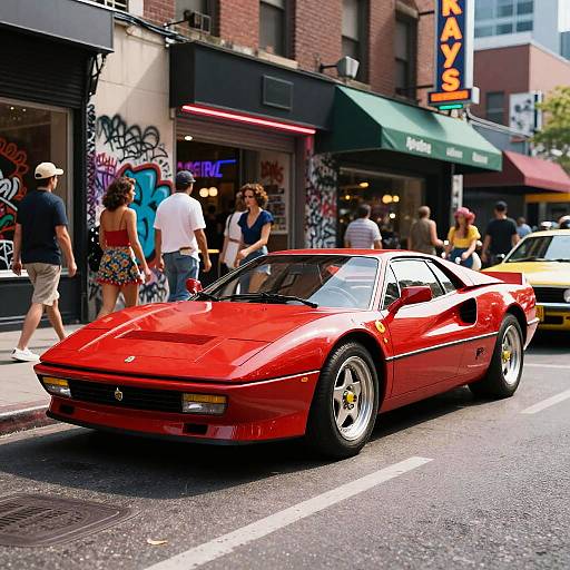 80s Red Ferrari in Neon City