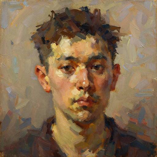 Impasto Portrait with Intense Expression