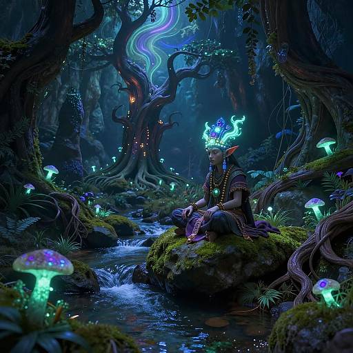 Magical Underground Scene with Goblin Shaman