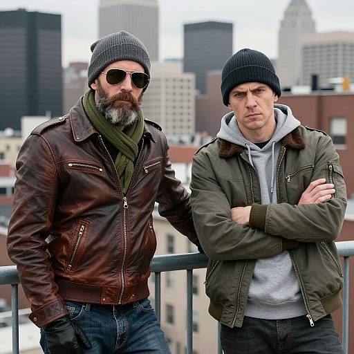 Rooftop Portrait of Two Men in Urban Setting