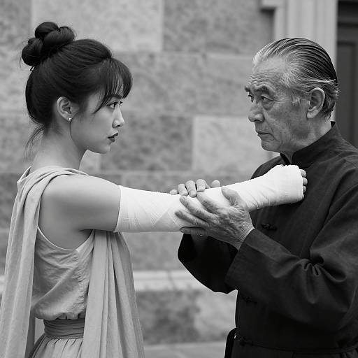 Black and White Portrait of Martial Arts Training