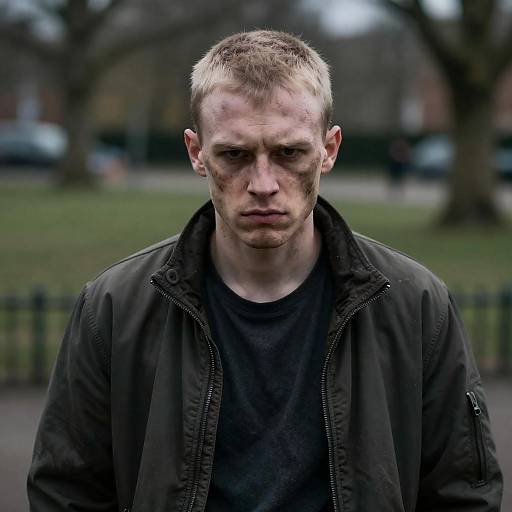 Dirty Rough Young Man Outdoors