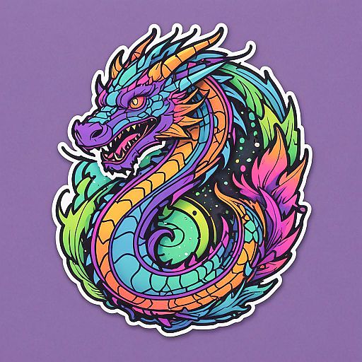 Neon Dragon Sticker Design for Notebooks Neon Dragon Sticker Design for Notebooks