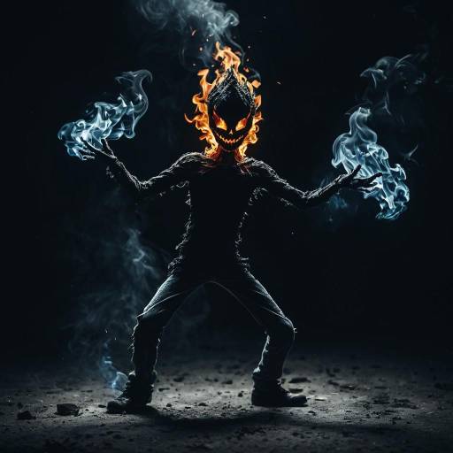 Fiery Smoke Sprite with Glowing Face