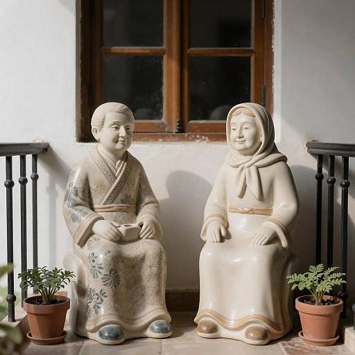Charming Balcony Scene with Figurines