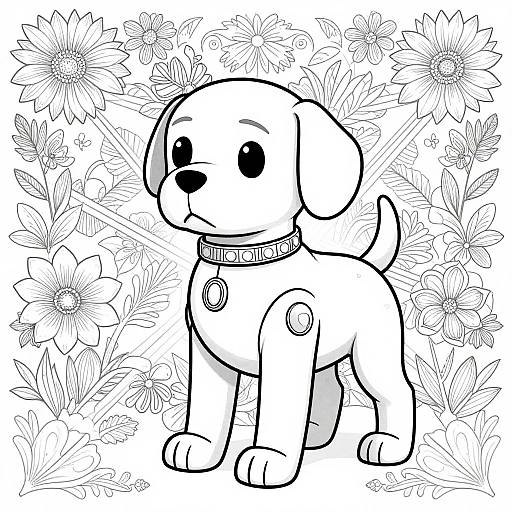 Psilocybin Robot Dog Coloring Page