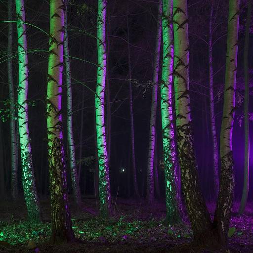 Vibrant Neon Forest at Night