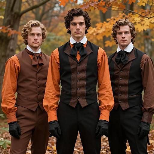 Victorian Style Halloween Trio in Autumn Forest