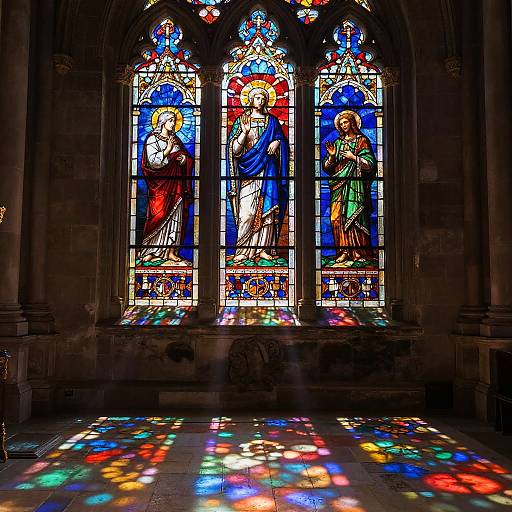 Sunlight Through Stained Glass Cathedral