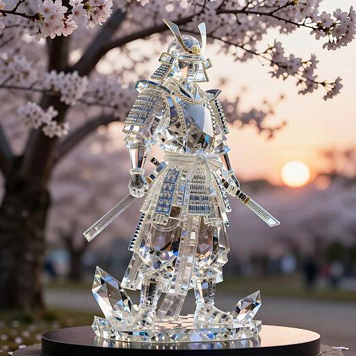 Crystal Samurai Under Cherry Blossoms