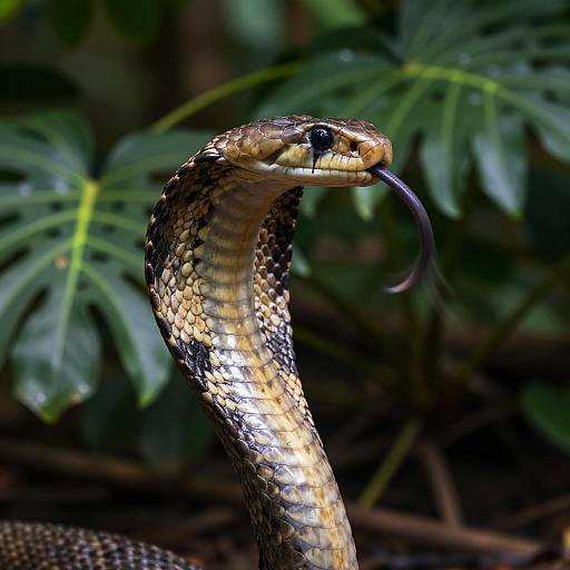 King Cobra Hood Close-Up in Jungle