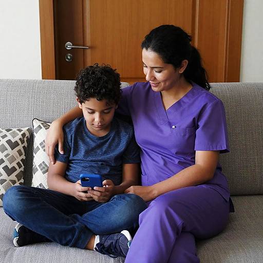 Intimate Moment on a Gray Couch