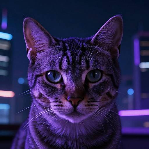 Cyberpunk Cat with Neon Glow