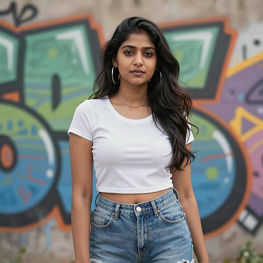 Stunning Indian Woman with Graffiti Background