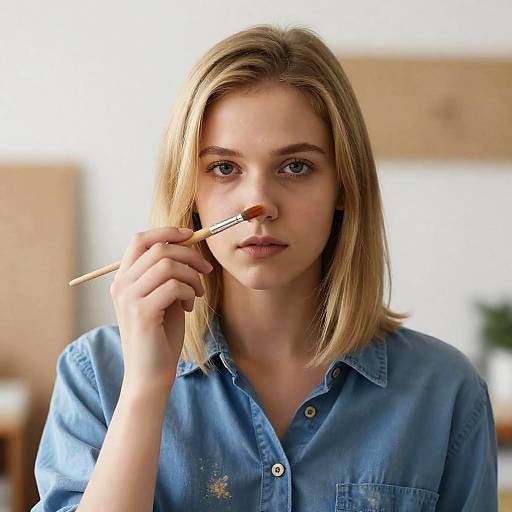 Young Woman with Paintbrush Portrait