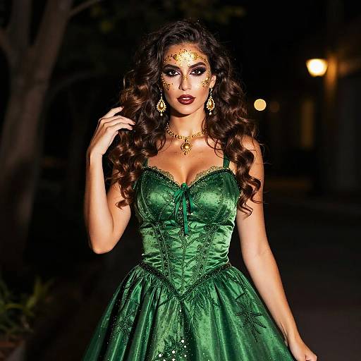 Halloween Woman in Green Dress