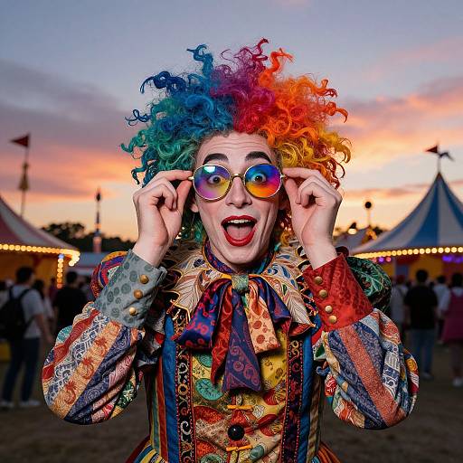 Eccentric Circus Performer at Twilight