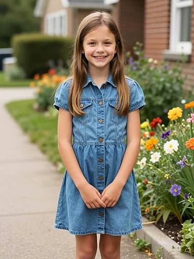 Sunlit Garden Portrait of Young Girl