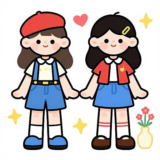 Colorful Paper Doll Outfit Showcase