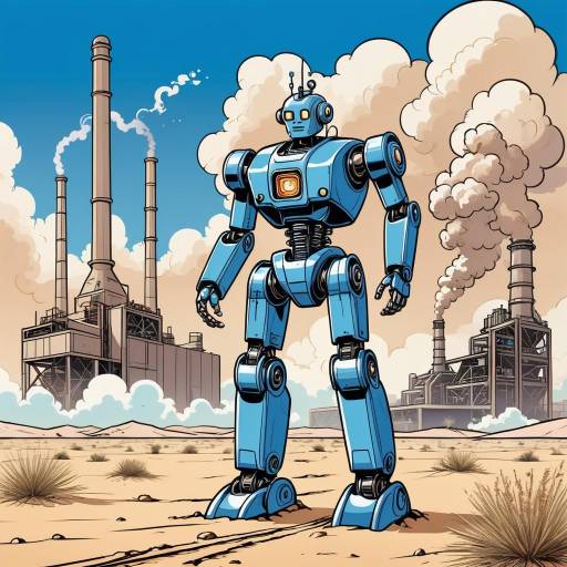 Retro Futuristic Robot in Desert Landscape