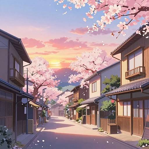 Retro Anime Japanese Neighborhood Sunset