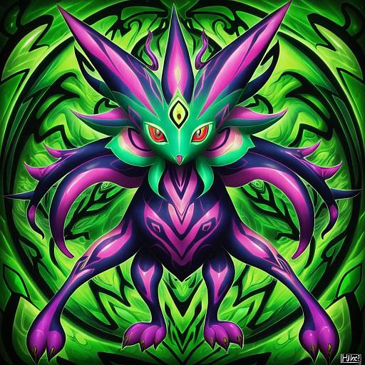 Illustration of Musharna, pokemon in the style of Hhh (wave)