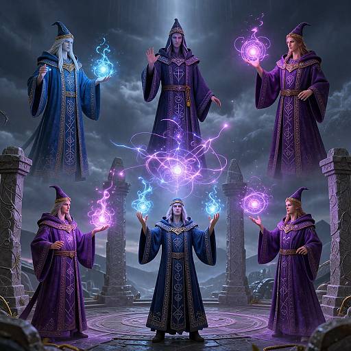 Mysterious Human Wizard Casting Spell