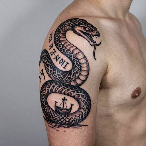 Nordic Viking Serpent Shoulder Tattoo
