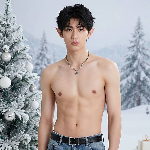 Winter Wonderland Realistic Male Portrait