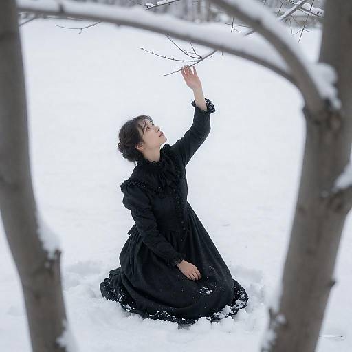 Victorian Elegance Under Snowy Branches