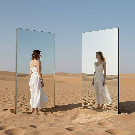 Mirrors in Desert Reflecting Dual Realities